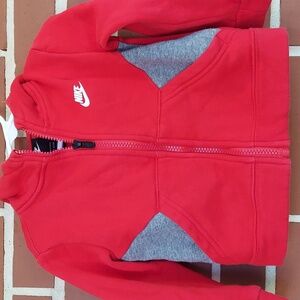 NIKE Toddler 24M Zip-up Jacket Red Pockets Hood